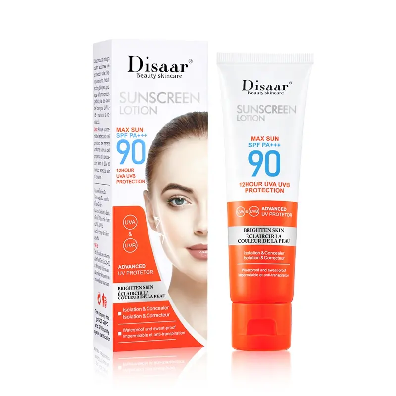 Diaar hữu cơ Hàn Quốc Mặt Trời màn hình làm trắng SPF 90 Kem chống nắng Lotion chống UV Kem chống nắng bán buôn