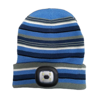 Bonnet en tricot acrylique pour enfants avec lumières LED, rayé, couvre-chef d'hiver, trois modes de luminosité pour le camping en plein air, les jeux dans la neige, les promenades nocturnes