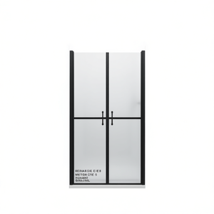 Puerta de Ducha Negra Esmerilada de 26.8-28x74.8 Pulgadas, Corredera, de Vidrio Templado, Rectangular Minimalista con Marco - Product Image 1