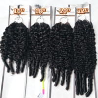 Extensions de cheveux humains vierges bruts birmans bouclés 15A avec boucles en spirale aux extrémités, tissage rapide, noir naturel, mèches à crocheter