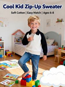 <span class=keywords><strong>Pull</strong></span> décontracté pour garçon, chaud et respirant, design hiver, fermeture éclair, col à revers, fourniture ODM, anti-boulochage, impression personnalisée, logo frontal, mélange de viscose - Product Image 4