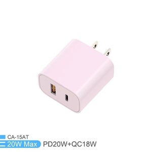 อะแดปเตอร์ชาร์จเร็วแบบพกพา 20W PD ชาร์จได้สองพอร์ต สีมาการอง ช่องเสียบ USB-A และ Type-C ปลั๊ก US/EU สำหรับโทรศัพท์มือถือ สมาร์ทโฟน - Product Image 3