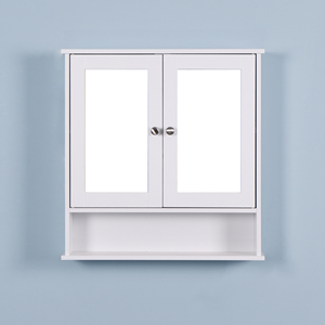 Gabinete de Baño Blanco para Montar en la Pared con 2 Puertas con Espejo y Estante Ajustable - Product Image 4