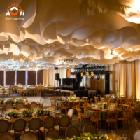Décoration de plafond pour lieu de mariage, drapé de plafond en tissu multi-couches effet vague nuageuse pour salle de banquet