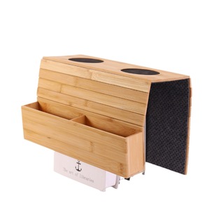 Table pliante pour accoudoir de canapé, plateau de rangement multifonctionnel noir solide avec porte-gobelet pour télécommande et téléphone - Product Image 2