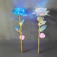 Cadeau pour la Saint-Valentin et la fête des mères, roses plaquées or 24 carats, fleurs artificielles, décoration de mariage, roses lumineuses, cadeau créatif