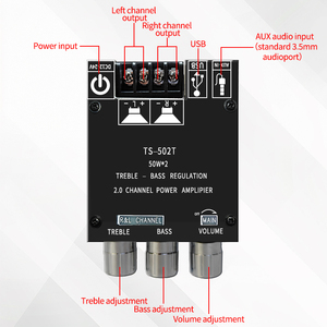 Anpassbarer TS-502T <span class=keywords><strong>Audio</strong></span>-Verstärkerplatine für den Heimgebrauch 100W*2 Hoch/Tief-Einstellung 30W Ausgangsleistung Subwoofer-Modell ZK-502T - Product Image 4