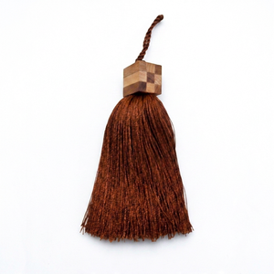 Brown Rayon <b>Tassel</b> With Wooden Cube Top Decorative Fringe - Product Image 4
