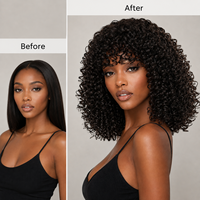 Perruque Courte Afro Frisée Kinky Marron Foncé de Qualité Supérieure, Directement de l'Usine, avec Frange, Résistante à la Chaleur, Cheveux Synthétiques, Ligne de Cheveux Naturelle, Sans Colle
