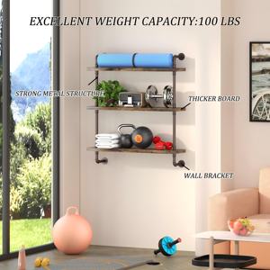 Estante Industrial <span class=keywords><strong>de</strong></span> 3 Niveles con Tubos, Estantes Flotantes <span class=keywords><strong>de</strong></span> Madera Rústica, Estantería <span class=keywords><strong>de</strong></span> Pared para Libros, Estante <span class=keywords><strong>de</strong></span> Almacenamiento para Artículos Diversos para <span class=keywords><strong>Cocina</strong></span> - Product Image 5