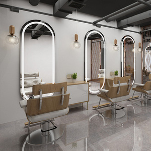 Hot Sale Large Full Length Gold Styling Barber Salon Furniture Wall Ounted Hairdressing <b>Makeup</b> <b>Led</b> Beauty Salon <b>Mirror</b> - Product Image 4