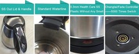 Bouilloire électrique sans fil BM Haden 1,8 L en acier inoxydable avec protection contre l'ébullition à sec, base rotative à 360°, maintien au chaud, usage domestique