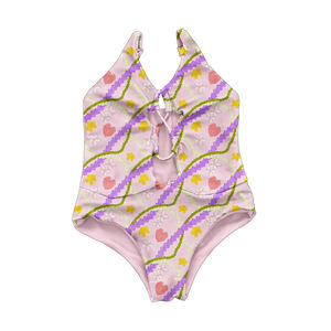 Costume da Bagno per Bambina Stile Hawaii con Motivi Floreali Senza Maniche Traspirante Intero per Bambine - Product Image 3