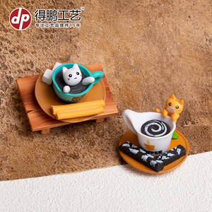 Dp Creative Miniature Tasse À Café Chaton PVC Artisanat Décoration Maison Salon Cadeau - Product Image 4