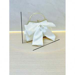 缎面蝴蝶结形状钻石水晶手提包链条肩带女式精美包袋派对舞会手拿包晚宴包 - Product Image 2