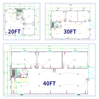 Maison préfabriquée modulaire de luxe portable et extensible de 20 pieds en conteneur maritime en acier, avec design flexible, plafond haut et aménagement compact
