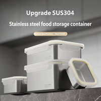 Ensemble de boîtes à lunch en acier inoxydable 304, récipients pour la préparation des repas, boîtes de rangement pour réfrigérateur, contenants pour aliments