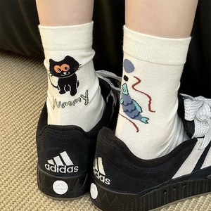 Cute Cartoon Women Mid Calf <b>Socks</b> Anime Pattern Breathable <b>Polyester</b> Fashion Autumn Winter Wear - Product Image 2