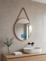 Miroir rond intelligent moderne à intensité variable et à couleur ajustable