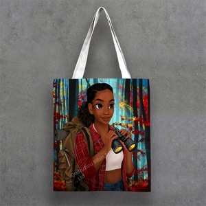 Thân Thiện Với Môi Phi Mỹ Cô Gái Sơn Trên Thời Trang Biểu Tượng Tùy Chỉnh Phim Hoạt Hình Thiết Kế Với Xử Lý Tính Năng Vải Mua Sắm Tote Túi - Product Image 4