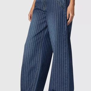 Pantalones Vaqueros de Mujer de Cintura Alta, Elásticos, de Pierna Recta, Casuales, con Diseño de Tres Rayas y Parches, de Talle Bajo - Product Image 3