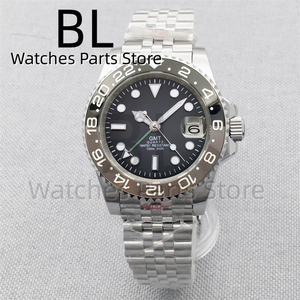 BLIGER 40mm <span class=keywords><strong>GMT</strong></span> Reloj para hombre Bisel de cerámica Cristal de zafiro Esfera luminosa 10Bar Cristal de zafiro resistente al agua Acero inoxidable Glideclas - Product Image 3