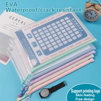 Sac de rangement écologique en EVA BoYing pour étudiants, format A4, avec fermeture éclair, imprimé translucide, dossier de documents imperméable, motif en maille de Manila