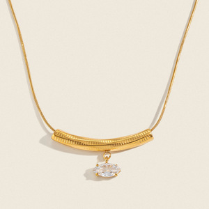 Collar con Colgante de Circonia Cúbica y Oro de 18K PVD para <span class=keywords><strong>Mujer</strong></span>, Acero Inoxidable, Círculo Geométrico, Minimalista, Joyería Ligera de Lujo para Uso Diario - Product Image 1
