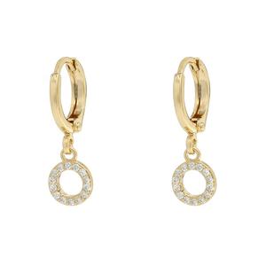 Nueva moda gran oferta pendientes de circonia cúbica joyería 18K pendientes circulares chapados en oro real - Product Image 4