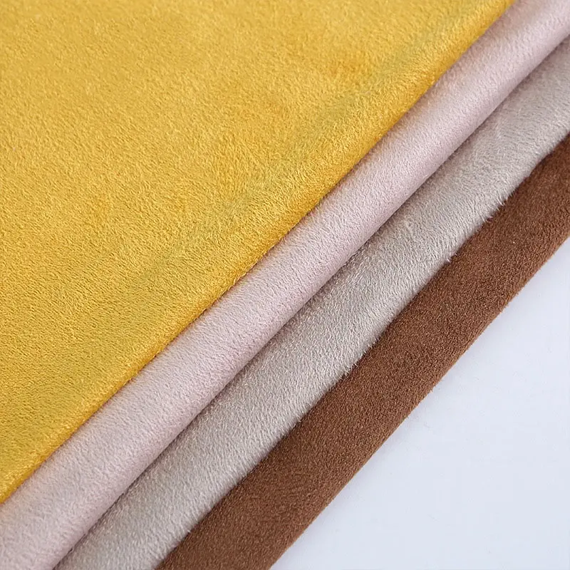 Micro fiber brushed suede backing bonded t/c fabric material for sofa and garments upholstery recycled suede fabric