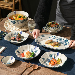 Nouvelles collections de vaisselle rétro de luxe léger en céramique, compatibles micro-ondes, motif végétal, idéales pour l'inauguration de la maison et les restaurants, au design élégant. - Product Image 3