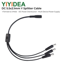 Câble répartiteur en Y DC 5,5x2,1 mm, 1 femelle vers 3 mâles, cordon d'alimentation pour lumières LED et petits équipements basse tension