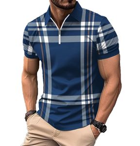 Camisetas Polo Casuales para Hombre, Puños Acanalados, Tejido Texturizado, Aberturas Laterales, Sin Arrugas, Manga Corta, Tops de Verano - Product Image 2