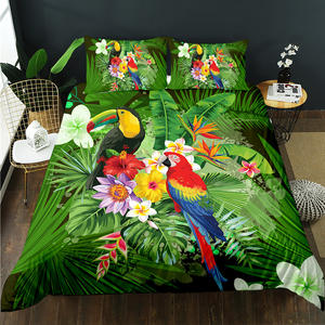 Juego de Ropa de Cama con Funda Nórdica de Poliéster con Diseño de Guacamayos de la Selva Tropical Verde, Suave y Cómodo - Product Image 4