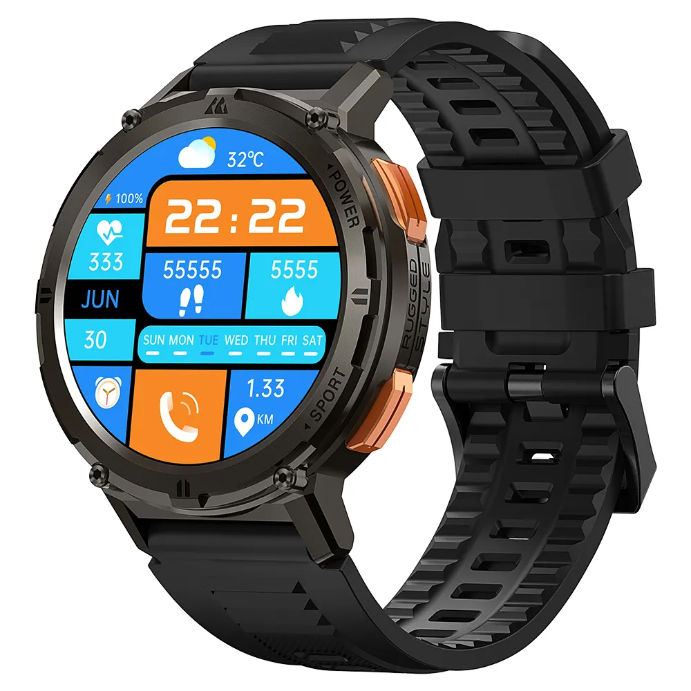 مسؤول KOSPET خزان T2 Amoled ساعة ذكية 2023 الساخن بيع Reloj Inteligente وعرة بلوتوث الدعوة Smartwatch