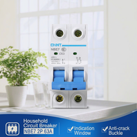 Interruptor Automático Miniatura (MCB) CHINT NBE7, Capacidad de Ruptura de 6kA, 1P/2P/3P/4P, Tipo C, 63A, PA66, Certificado CE, Nueva Serie Kunlun