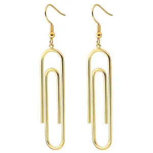 Korean fashion tassel asymmetrical earrings stainless steel twisted paper clip earring jewelry manufacturers wholesale