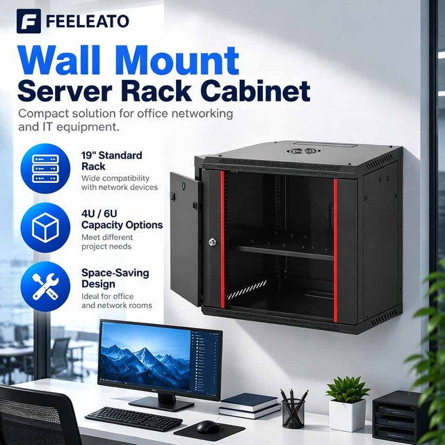 Telecom Data Wall Box 19 Inch Enclosure Server Rack With Glass Door DDF 4U 6U 9U 12U Wall Mount Network Cabinet SPCC Steel