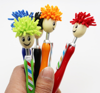 Mignon dessin animé vadrouille têtes de poupée belle cravate stylo à bille Kawaii Figure cheveux haut vadrouille stylo publicité plastique recharge
