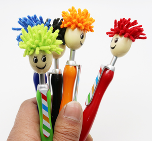 Cute Cartoon Mop Doll Heads Handsome Tie penna a sfera Kawaii Figure Hair Top Mopper Pen pubblicità plastica plastica ricarica - Product Image 4
