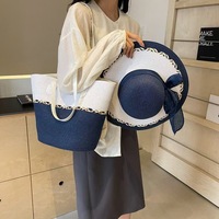 Nouveau Sac de Plage en Paille Tendance Grande Capacité Utilisation Quotidienne Sac à Main Portable en Paille pour Femme Sac Fourre-Tout
