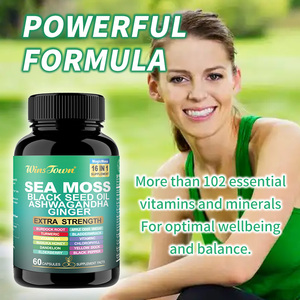 Suppléments à base de plantes pour la croissance des cheveux adultes Capsules de <span class=keywords><strong>mousse</strong></span> de mer avec huile de graines noires Complexe de curcuma Bardane Bladderwrack - Product Image 4