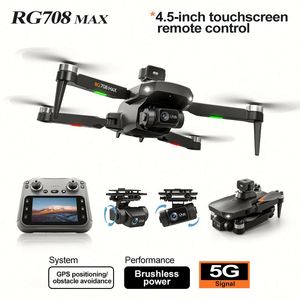 โดรนรุ่นใหม่ RG708 MAX GPS พลาสติกขนาดเล็ก 4K สำหรับผู้เริ่มต้น พับเก็บได้ กล้องคู่ หน้าจอควบคุมระยะไกล 1200 ม. ระบบเลเซอร์หลบหลีกสิ่งกีดขวาง - Product Image 6