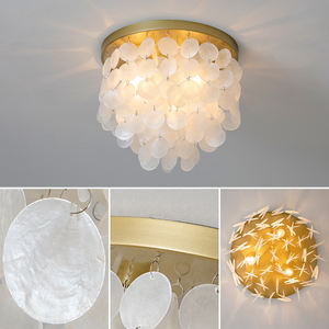 Exquisite golden <b>shell</b> ceiling lamp E12 white ceiling <b>lighting</b> - Product Image 3