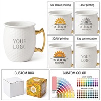 Mug à café ou à vin en acier inoxydable 304 à paroi simple de 18 oz avec logo personnalisé moderne, motif martelé, avec poignée, pour cadeau d'entreprise