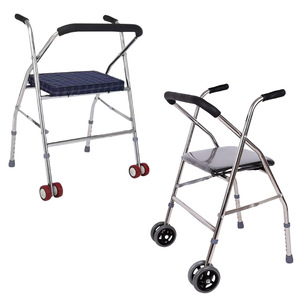 Four-Wheeled Walker With Seat Anti-Slip For Seniors Mobility Aid <b>Foldable</b> Walking Assistant Dark Blue And Black - Product Image 3