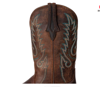 Bottes de cowboy western mi-mollet à bout carré, brodées sur mesure, style vintage, fabriquées par le fabricant