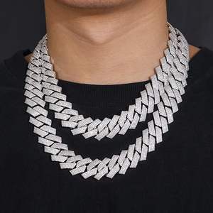 Cubin cadena HipHop 925 plata esterlina moissanita diamante CZ colgante oro y rodio plateado joyería de plata - Product Image 6