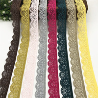 Tissus en maille extensible colorés, accessoires de vêtements pour femmes, broderie en maille, dentelle élastique en nylon fantaisie