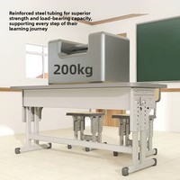 Ensemble de bureau et chaise double pour étudiants, hauteur réglable, structure en acier renforcé, mobilier ergonomique pour salles de classe du collège et du lycée